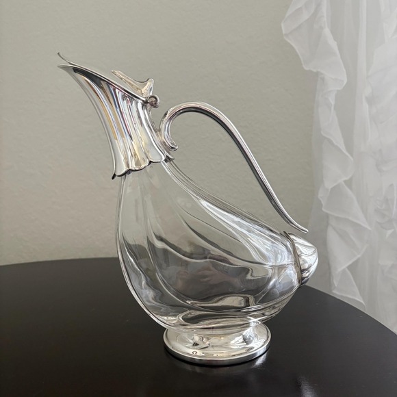 Vintage Royal Crystal Rock Duck Decanter: Silver Plated Art Deco Carafe - Picture 1 of 8